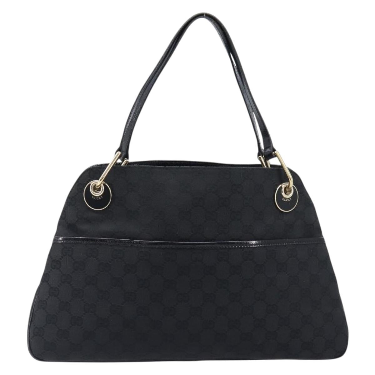 Gucci Twins Tote Gg Canvas With Leather Black Canvas Tote Bag Bag (Pre-Owned)