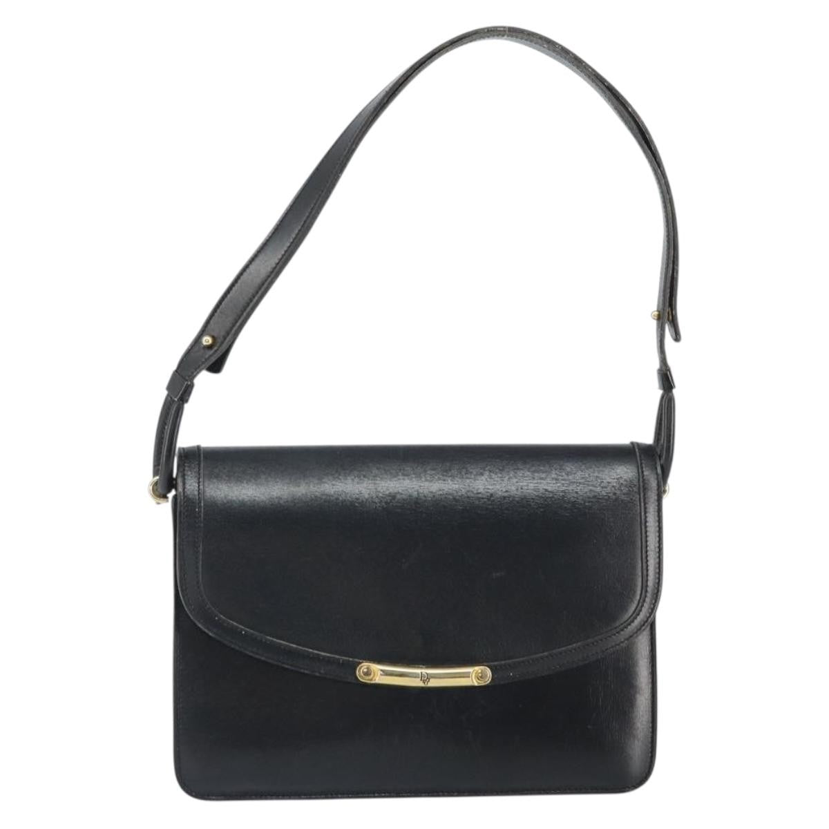 Christian Dior Shoulder Leather Black Leather Shoulder Bag Bag (Pre-Owned)