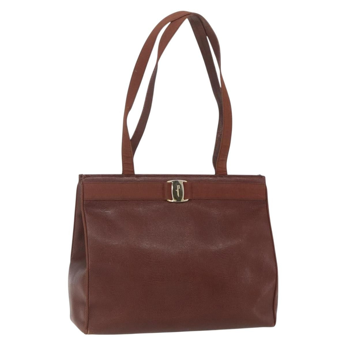 Salvatore Ferragamo Vala Leather Brown Leather Shoulder Bag Bag (Pre-Owned)
