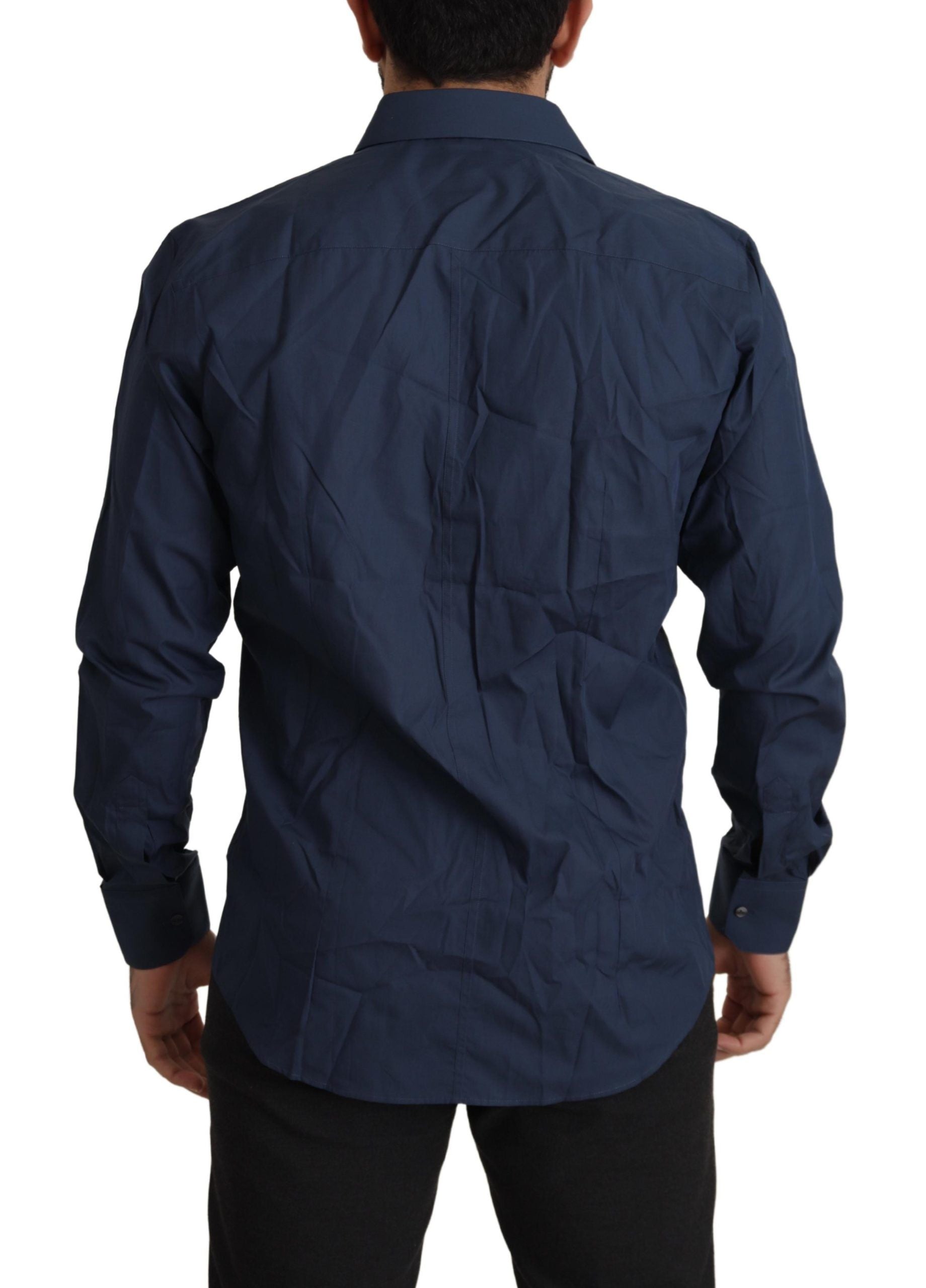 Dolce & Gabbana Blue Cotton MARTINI Slim Fit Dress Men's Shirt