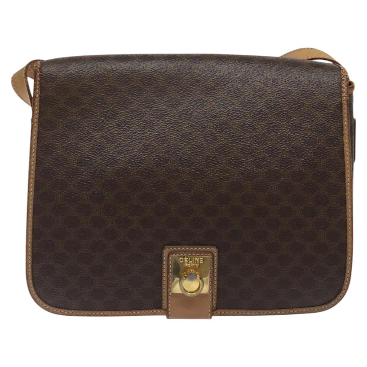 Celine Vintage Macadam Canvas And Leather Brown Canvas Shoulder Bag Bag (Pre-Owned)