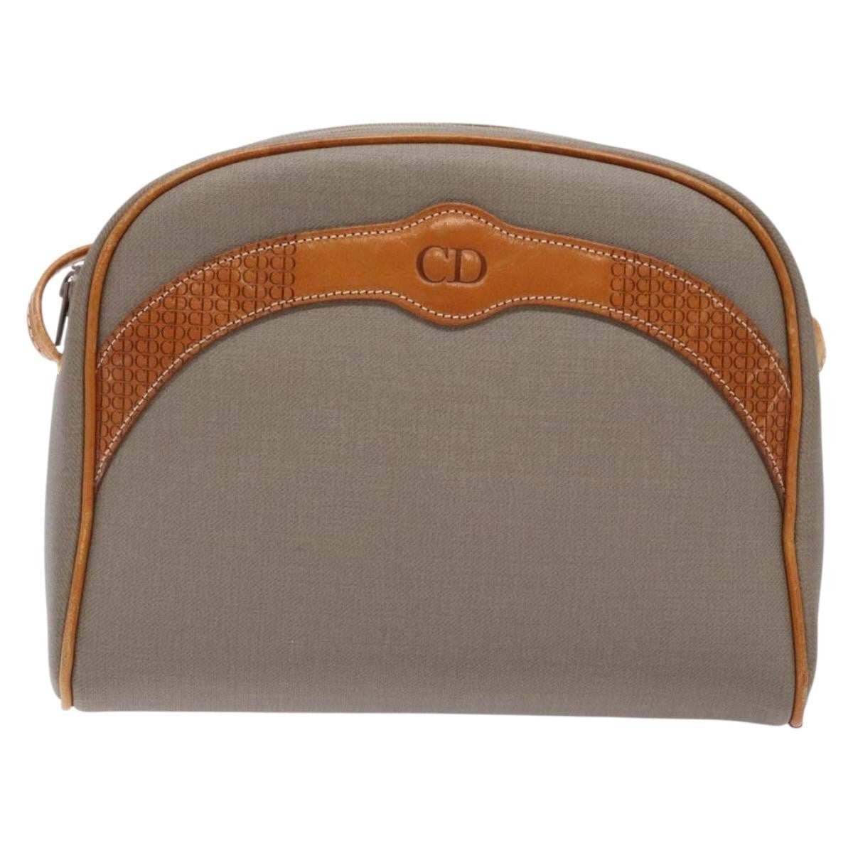 Christian Dior Cd Shoulder Bag Leather Gray Leather Shoulder Bag Bag (Pre-Owned)