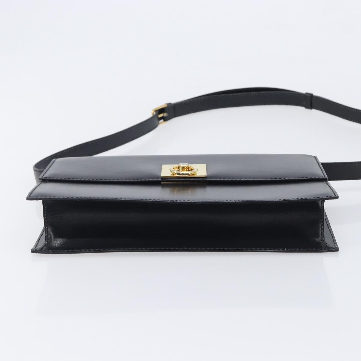 Celine Shoulder Leather Black Leather Shoulder Bag Bag (Pre-Owned)
