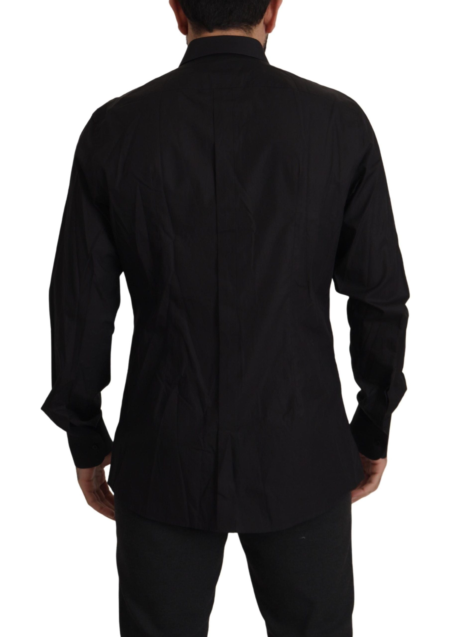 Dolce & Gabbana Sleek Black Tuxedo Dress Shirt - Slim Men's Fit