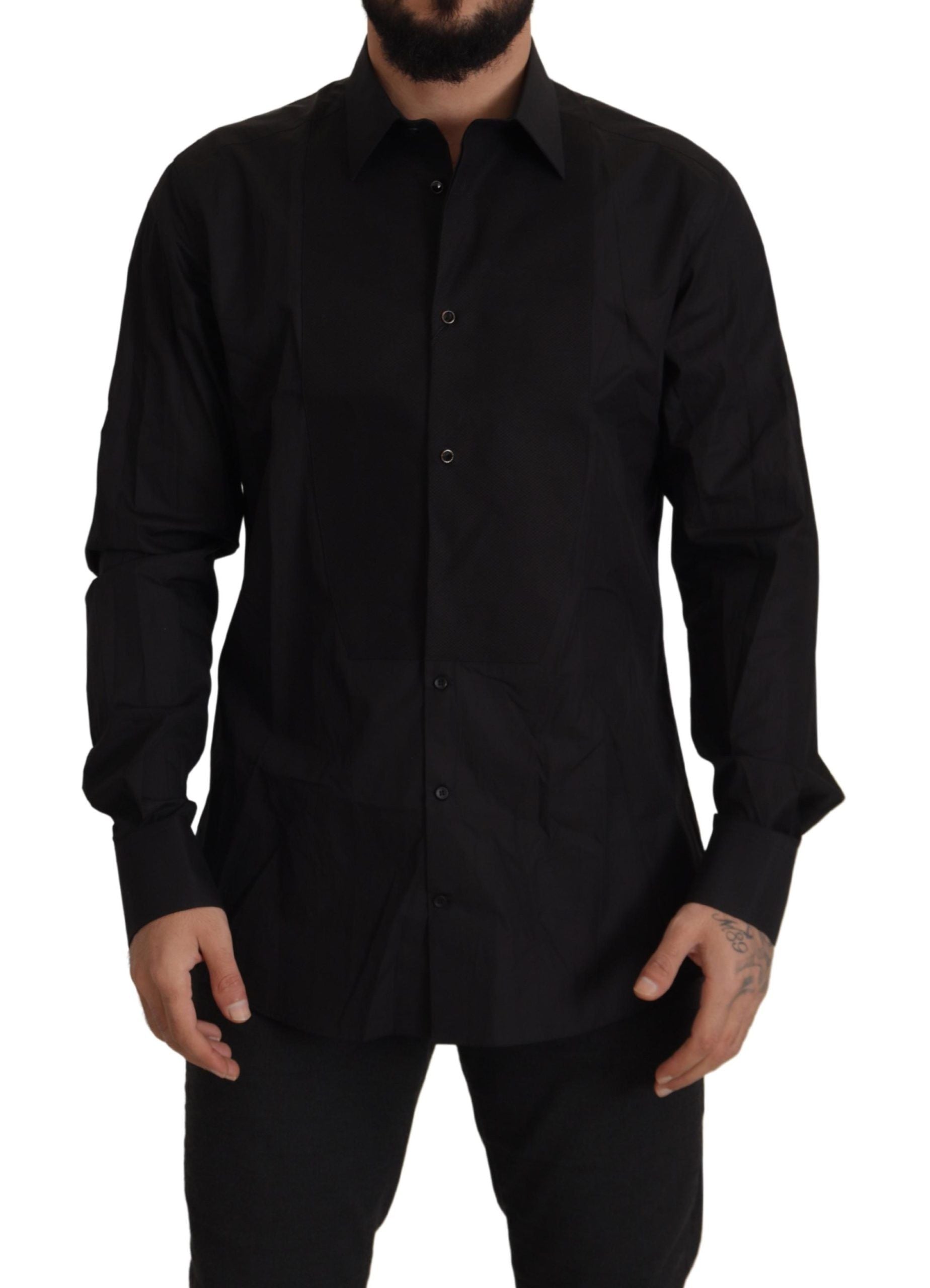 Dolce & Gabbana Black GOLD Slim Fit Tuxedo Dress Men's Shirt