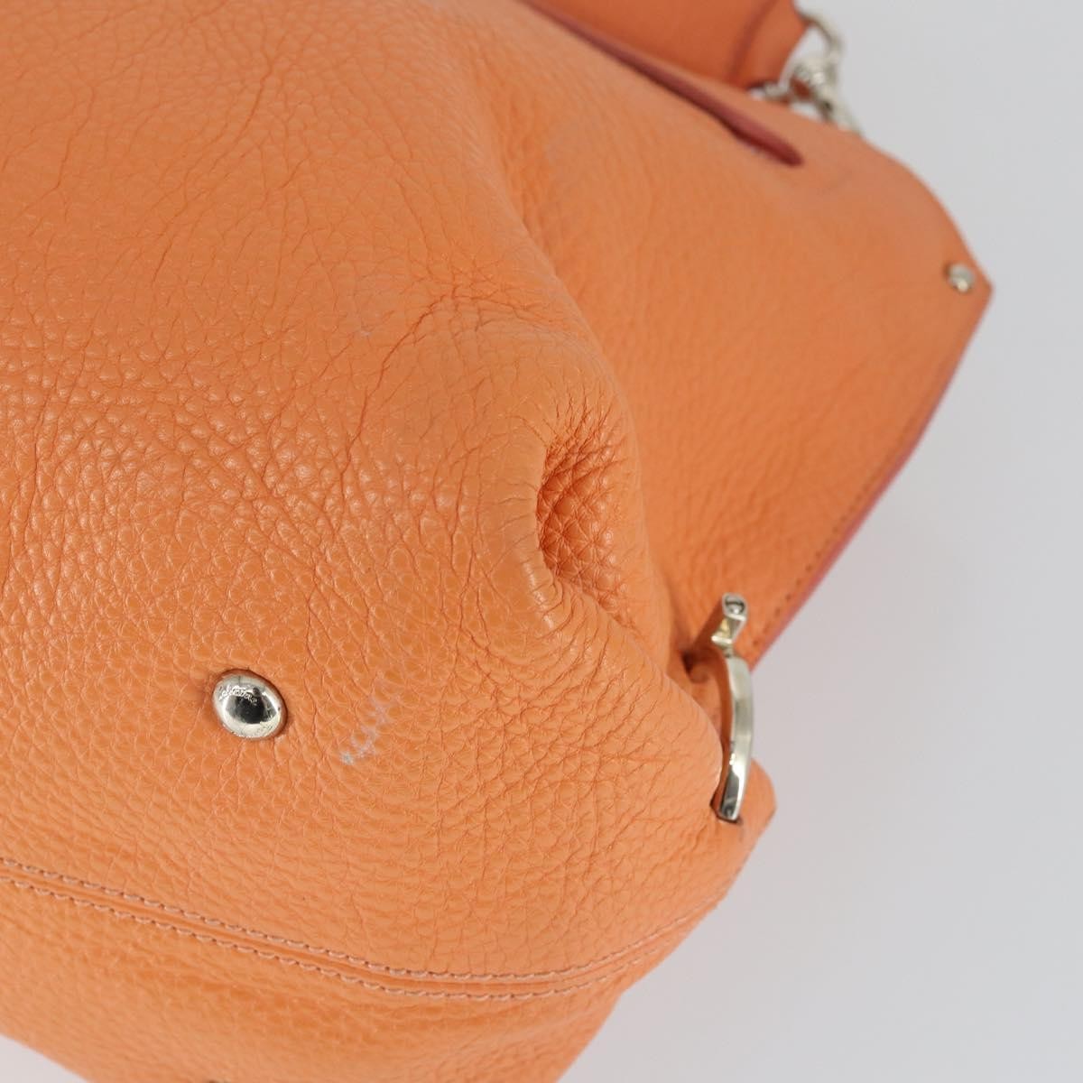 Salvatore Ferragamo Sofia Satchel Grainy Leather Orange Leather Handbag (Pre-Owned)