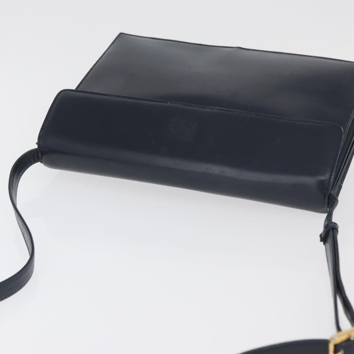 Loewe Anagram Leather Navy Leather Shoulder Bag Bag (Pre-Owned)