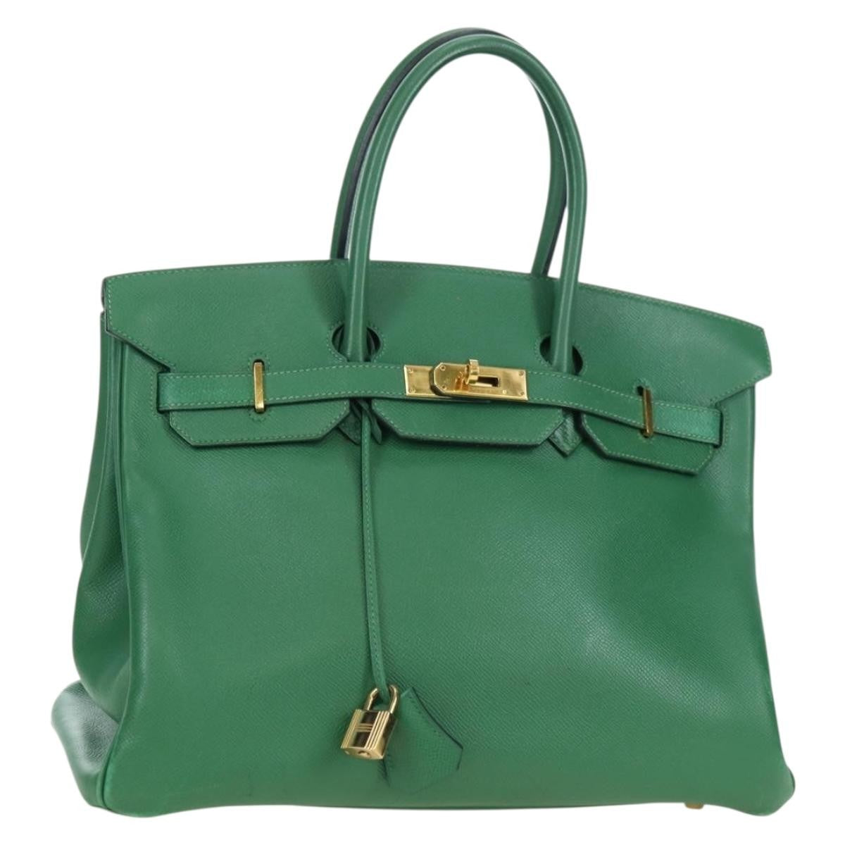 Hermes Birkin Green Togo With Gold Hardware Green Leather Handbag (Pre-Owned)