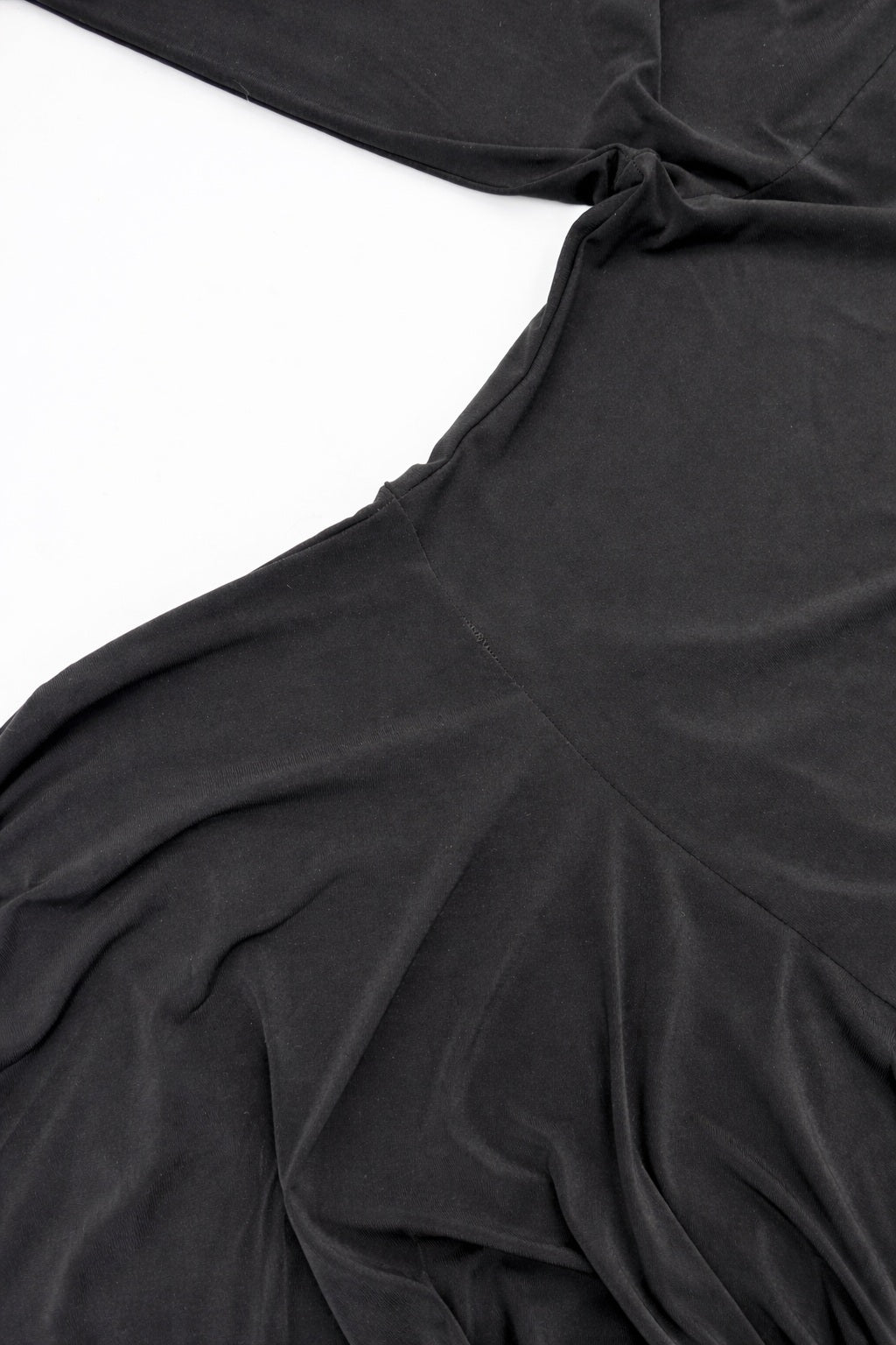 Norma Kamali Long Sleeve Shoulder Pad Turtleneck Flared Black Dress (Pre-Owned)