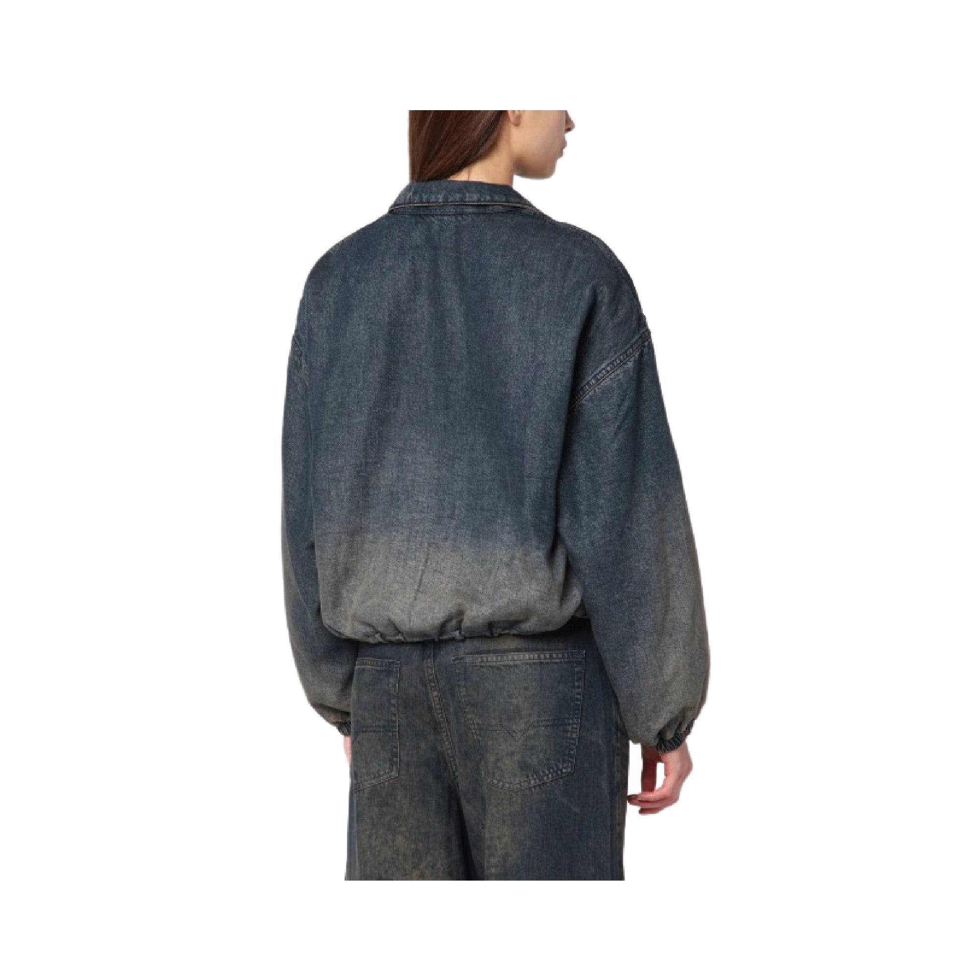 Diesel Women's De-Flower Jacket In Medium Blue With Faded Effect