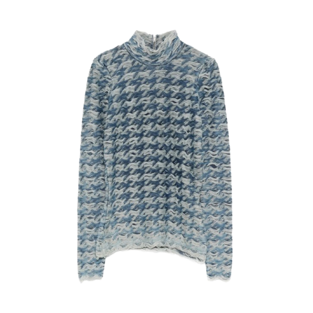 Diesel Women's Blue/Light Grey Patterned Turtleneck Sweater