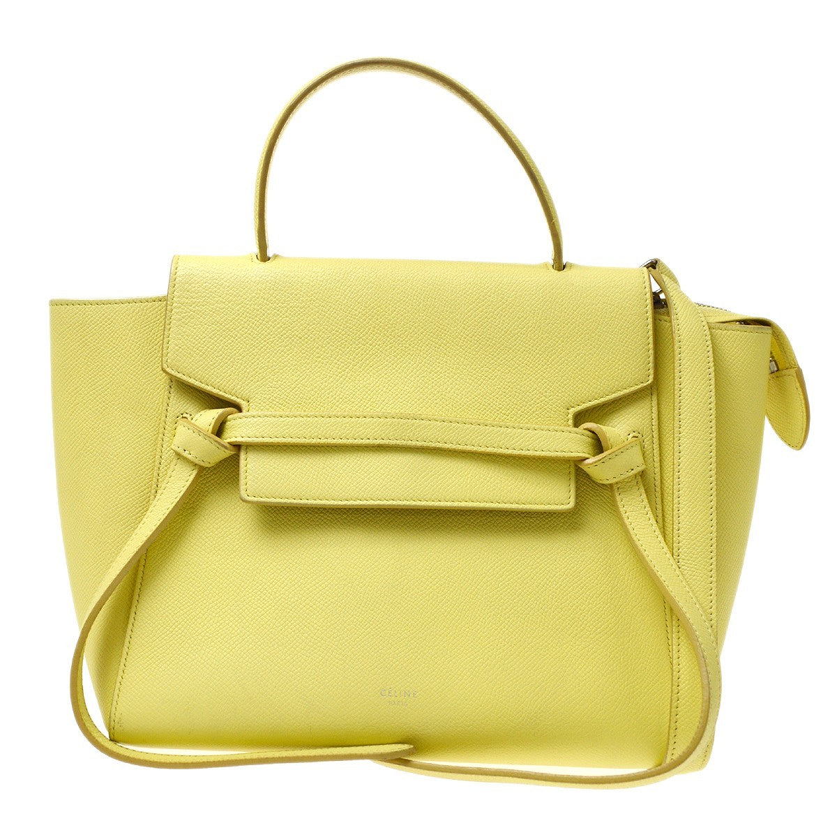 Celine Belt Leather Yellow Leather Handbag (Pre-Owned)