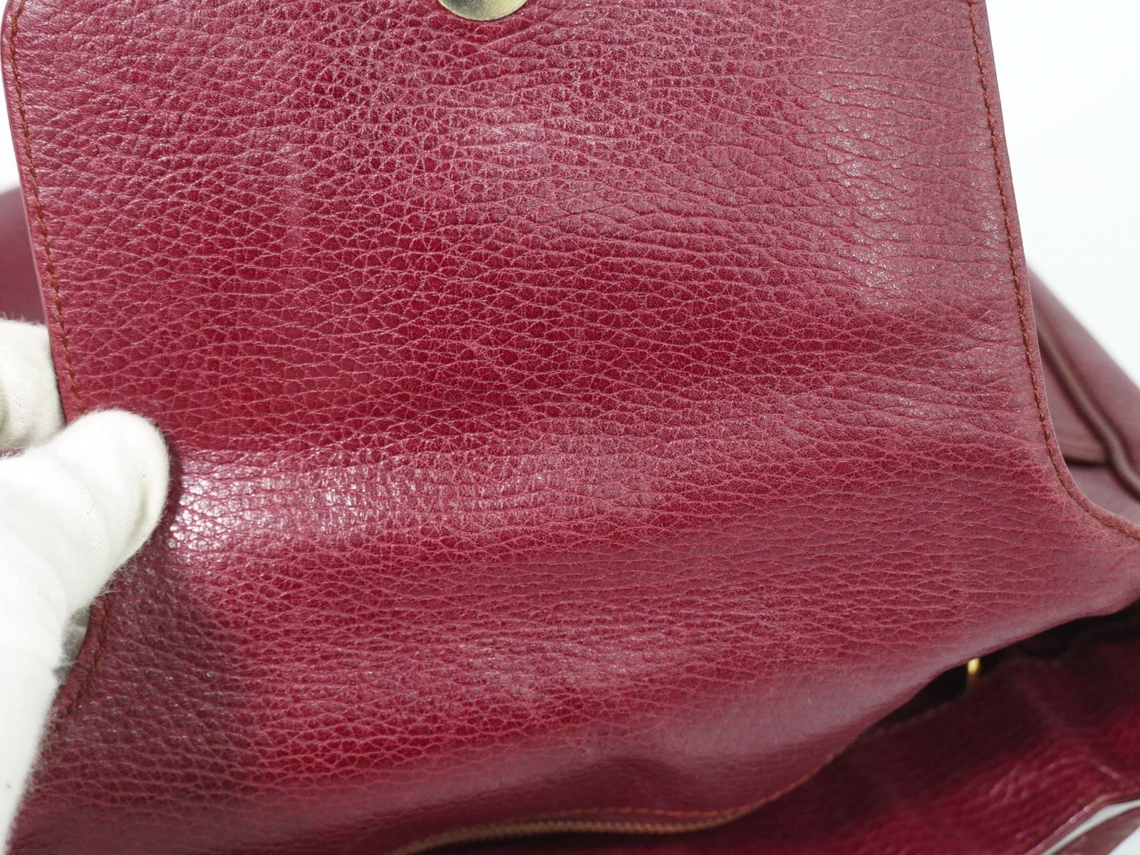 Cartier Vintage Must De Cartier Leather Burgundy Leather Shoulder Bag Bag (Pre-Owned)