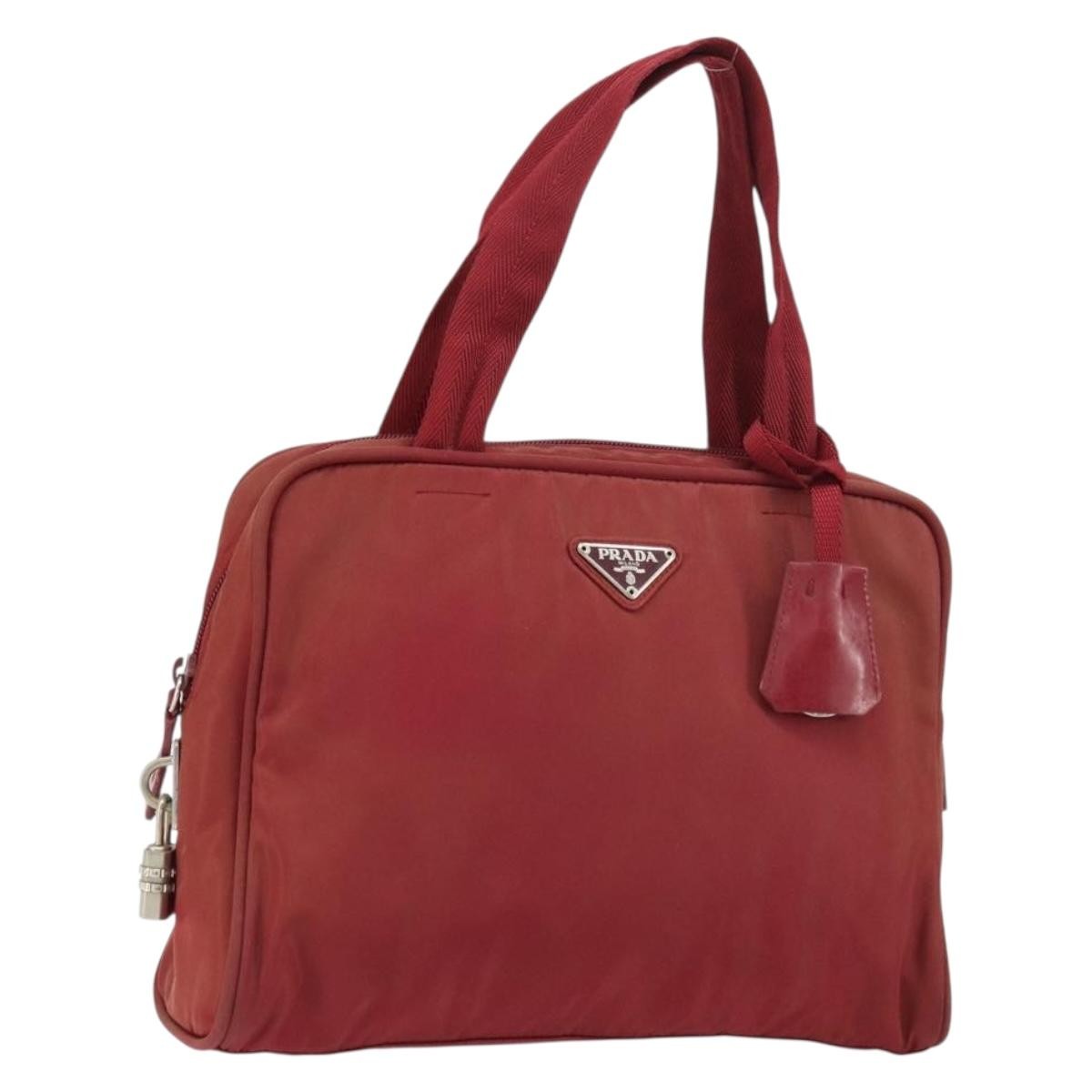 Prada Zip Around Tote Tessuto Red Nylon Shoulder Bag Bag (Pre-Owned)