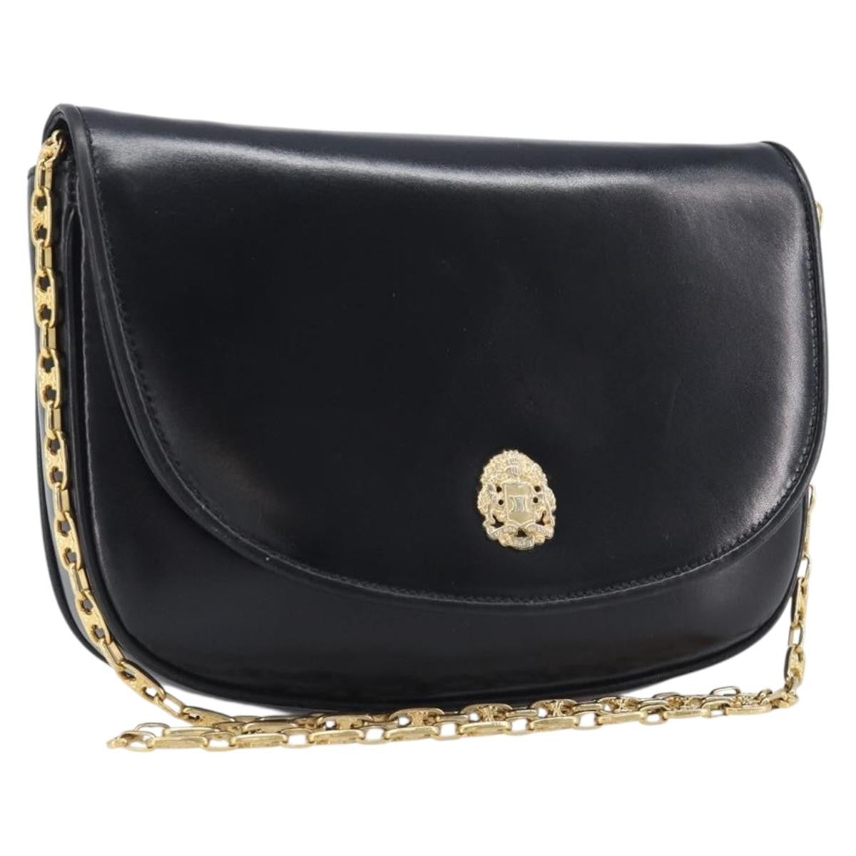 Celine Flap Shoulder Leather Black Leather Shoulder Bag Bag (Pre-Owned)