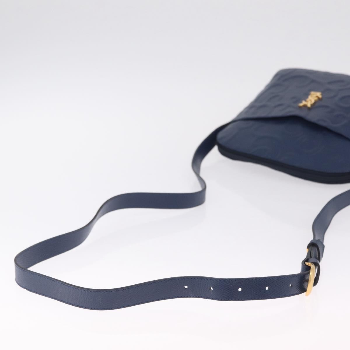 Saint Laurent Overseas Leather Navy Leather Tote Bag Bag (Pre-Owned)