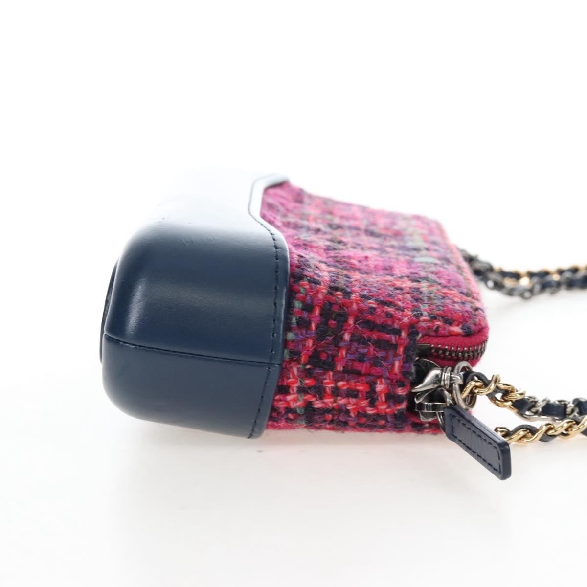 Chanel Gabrielle Double Zip Clutch With Chain Quilted Tweed Pink Tweed Clutche & Pouche Bag (Pre-Owned)