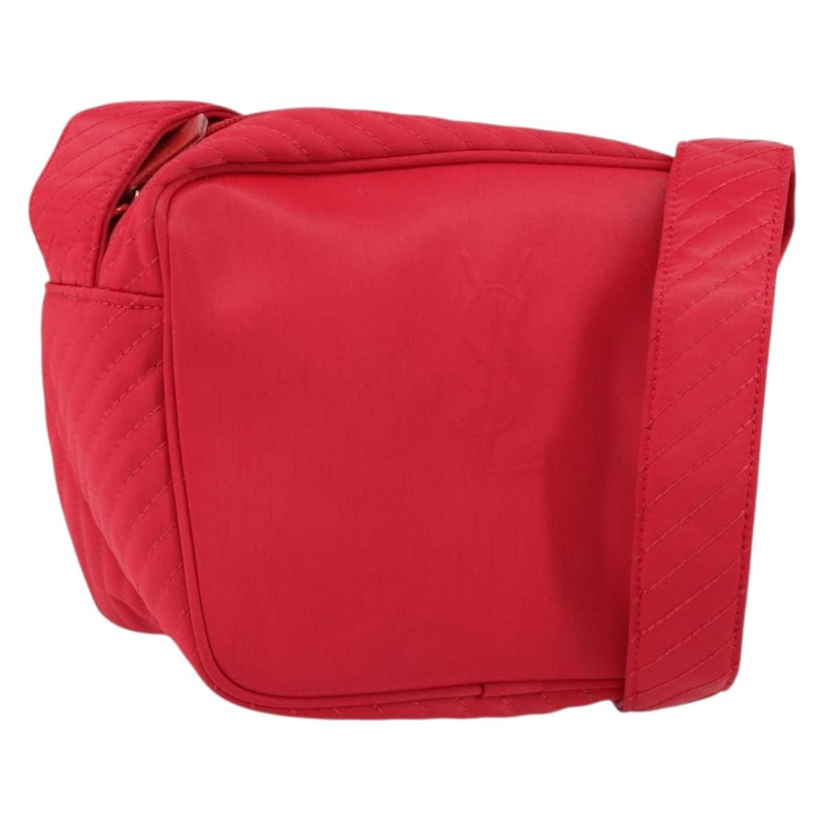 Saint Laurent Vintage Nylon Red Nylon Shoulder Bag Bag (Pre-Owned)