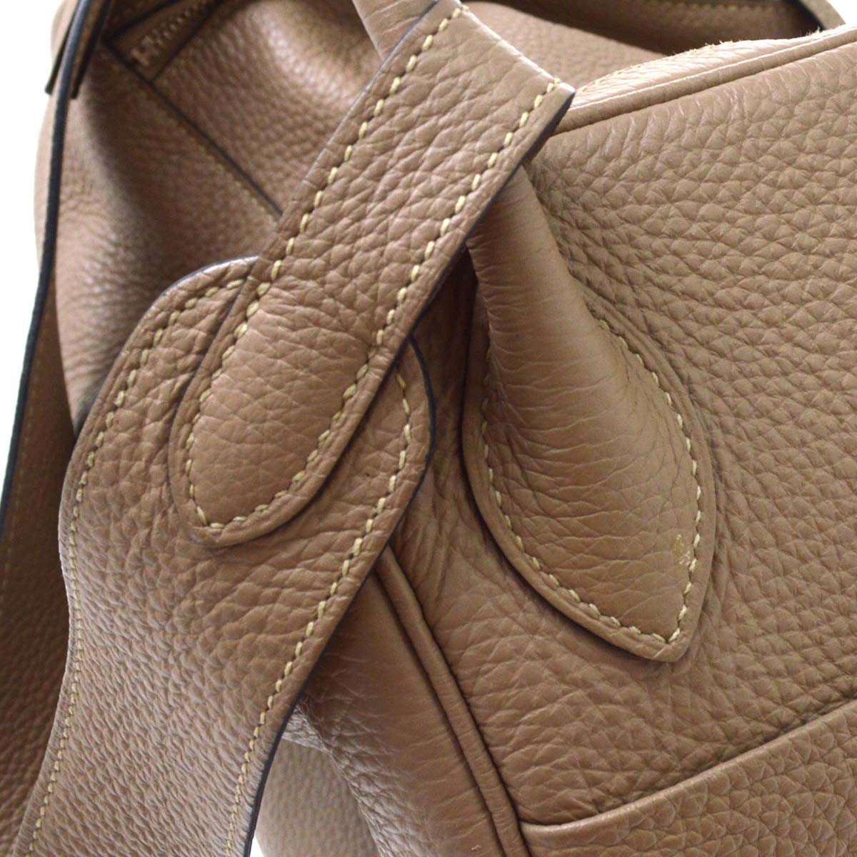 Hermes Lindy Clemence Gray Leather Handbag (Pre-Owned)