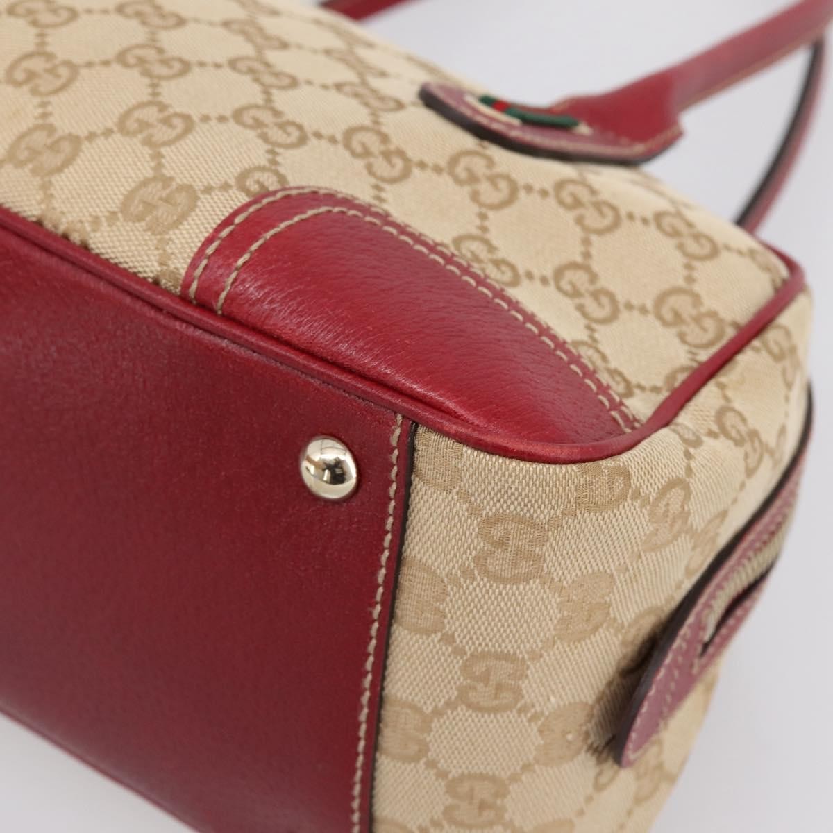 Gucci Princy Boston Gg Canvas Beige Canvas Handbag (Pre-Owned)