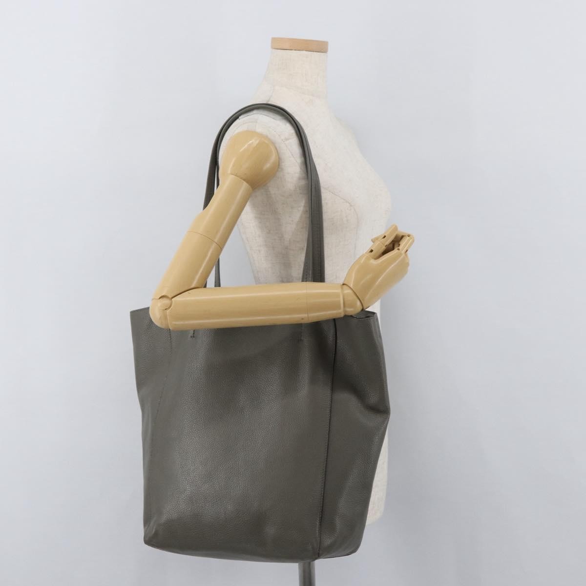 Celine Phantom Cabas Tote Leather Gray Leather Tote Bag Bag (Pre-Owned)