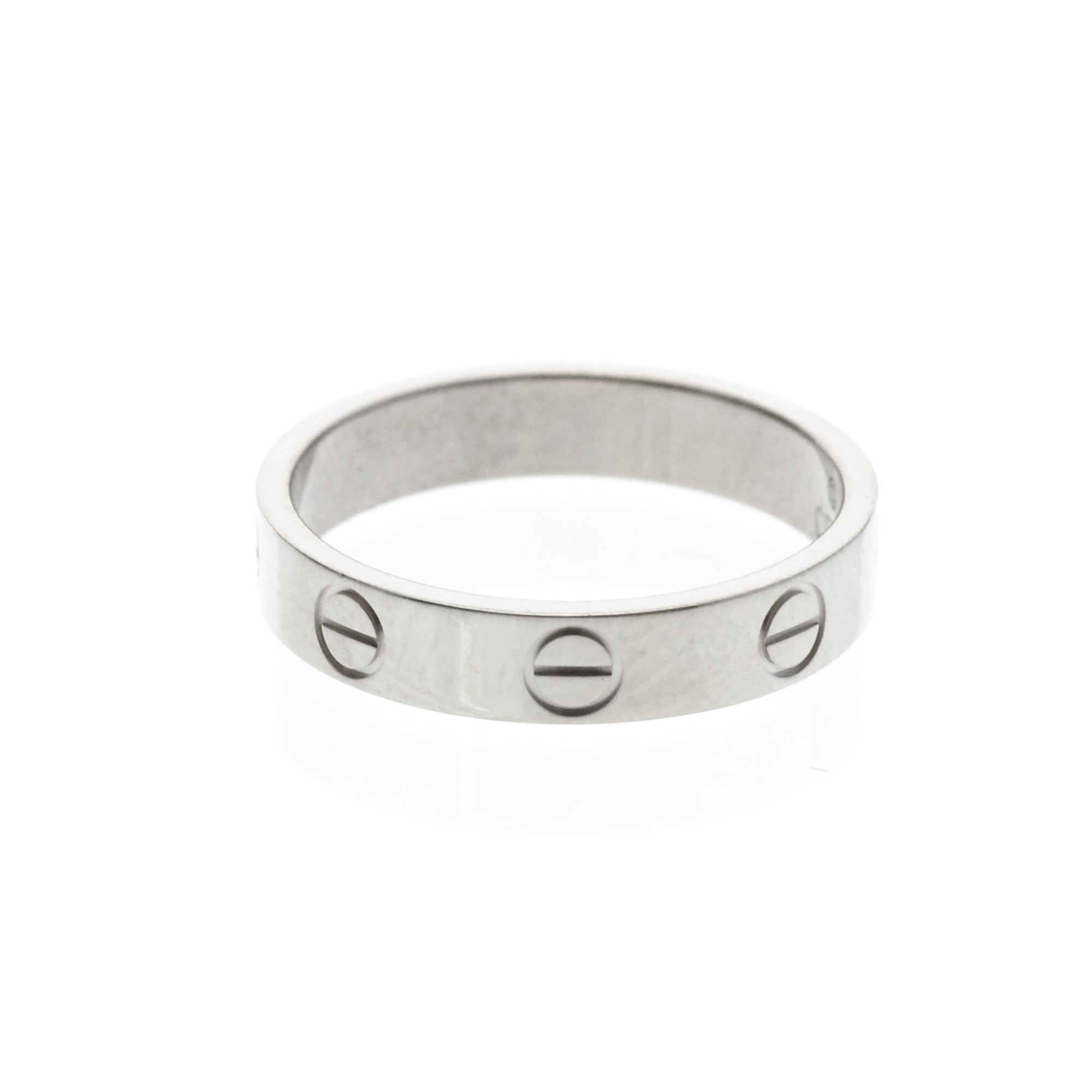 Cartier Love Band 18K White Gold Silver White_Gold Ring Jewelry (Pre-Owned)
