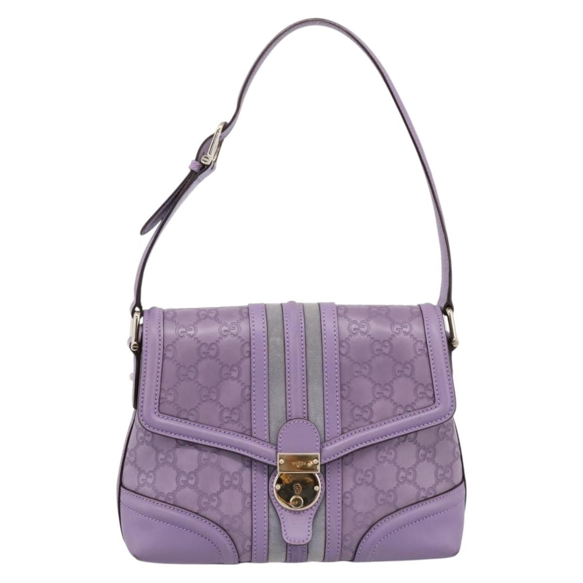 Gucci Web Flap Guccissima Purple Leather Shoulder Bag Bag (Pre-Owned)