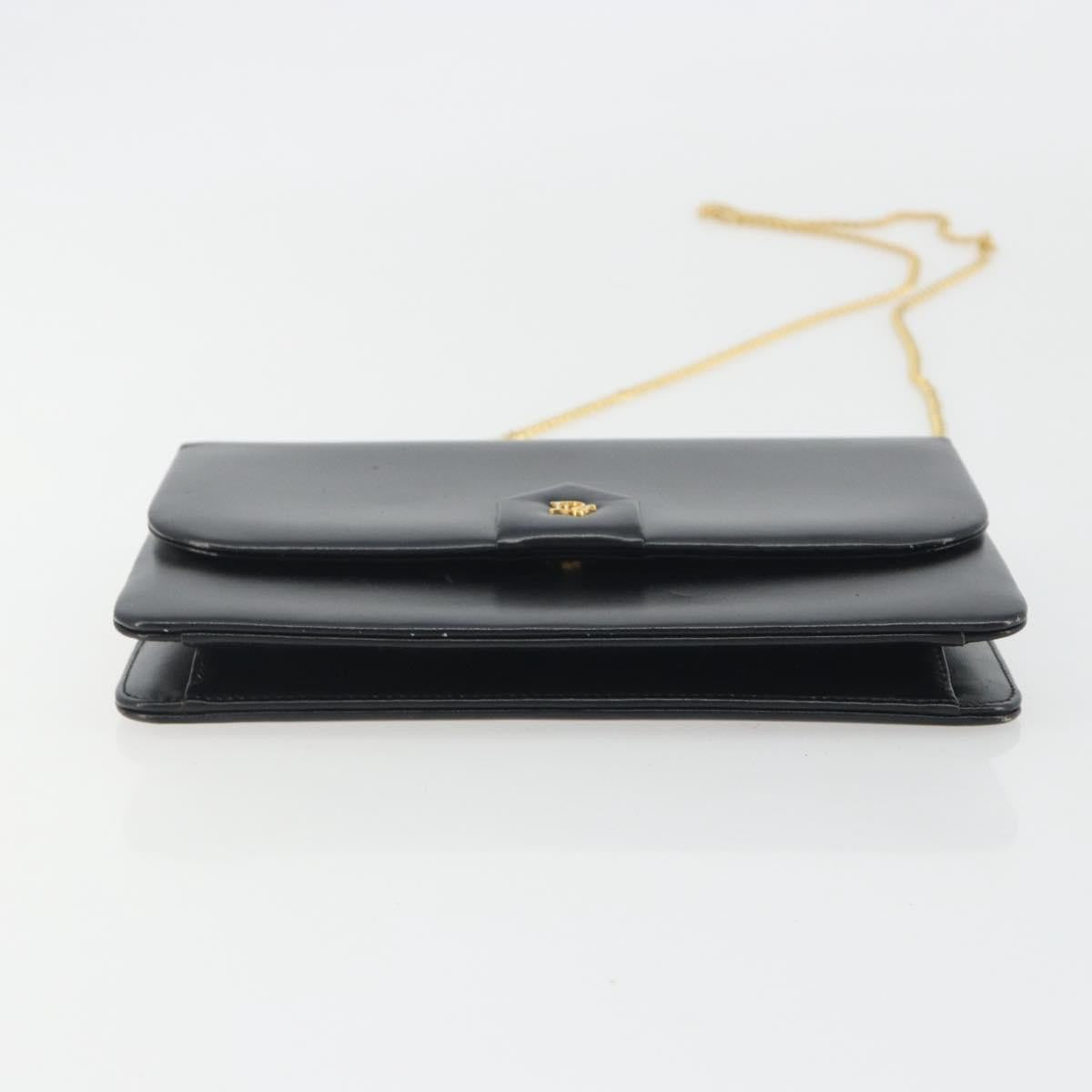 Christian Dior Vintage Clipper Closure Clutch With Logo Leather Black Leather Crossbody Bag Bag (Pre-Owned)
