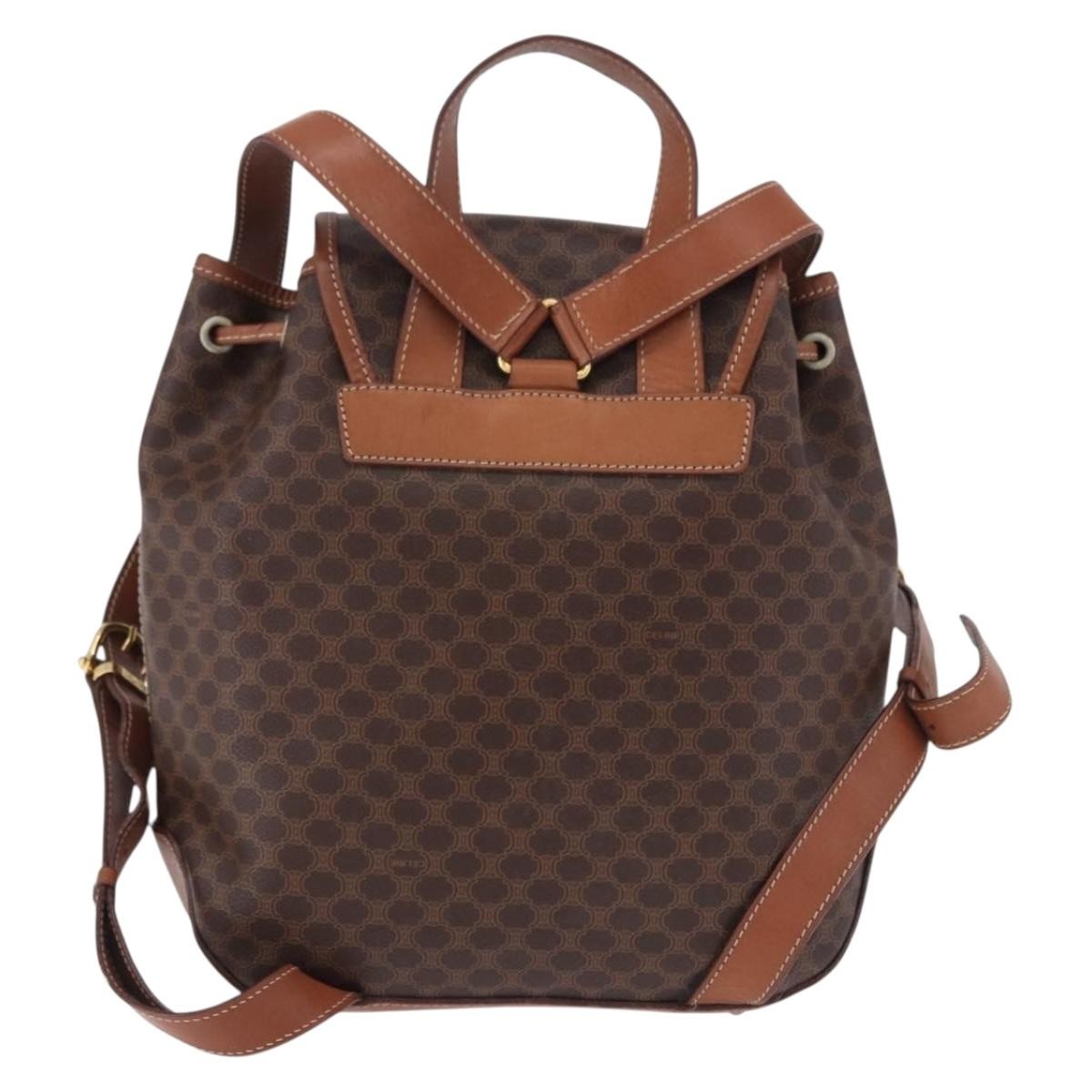 Celine Vintage Macadam Canvas Brown Canvas Backpack Bag (Pre-Owned)