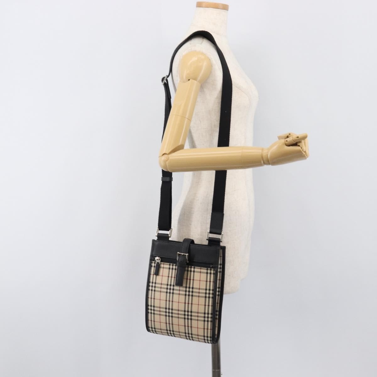 Burberry Nova Check Shoulder Bag Canvas Beige Canvas Shoulder Bag Bag (Pre-Owned)