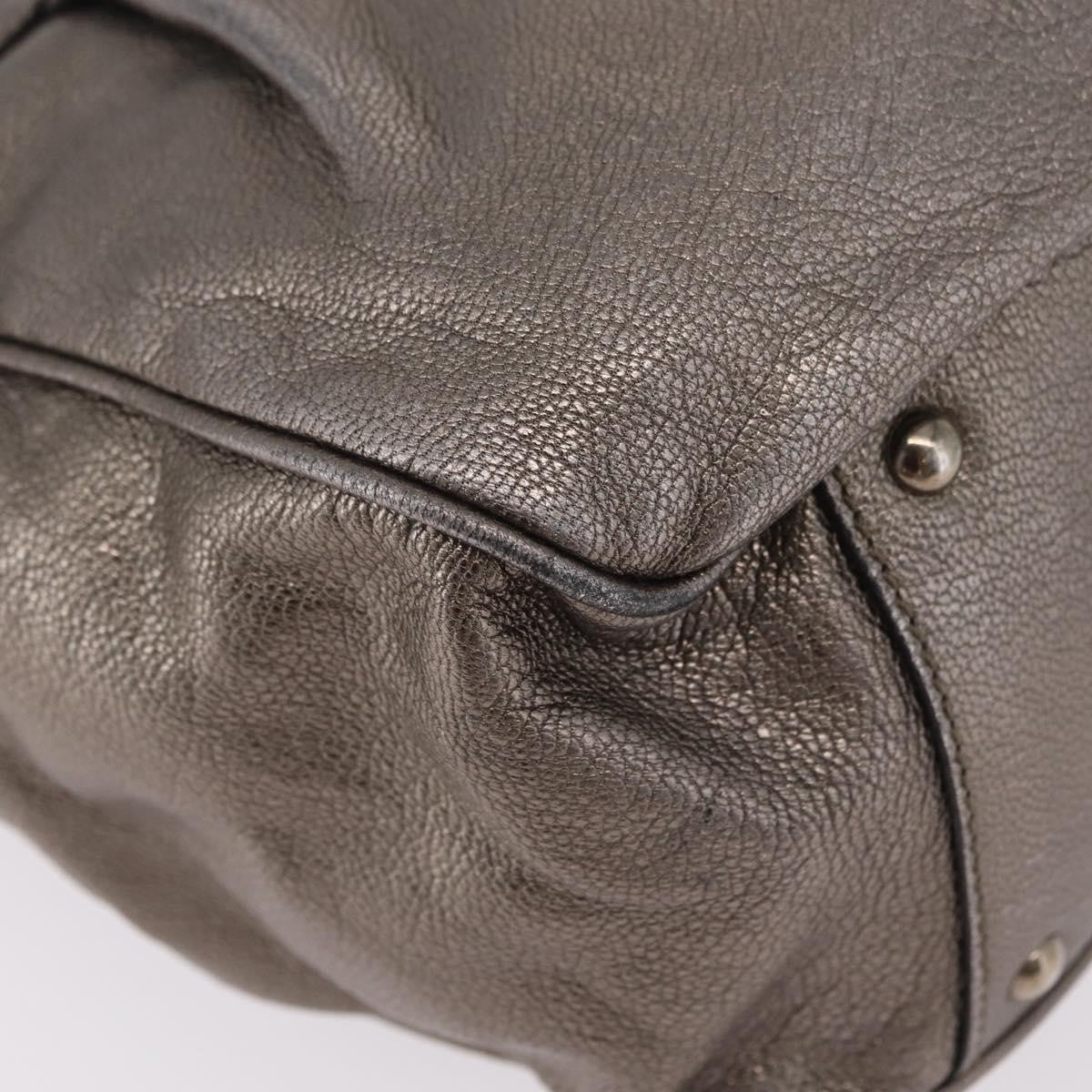 Salvatore Ferragamo Gancini Top Handle Leather Silver Leather Handbag (Pre-Owned)