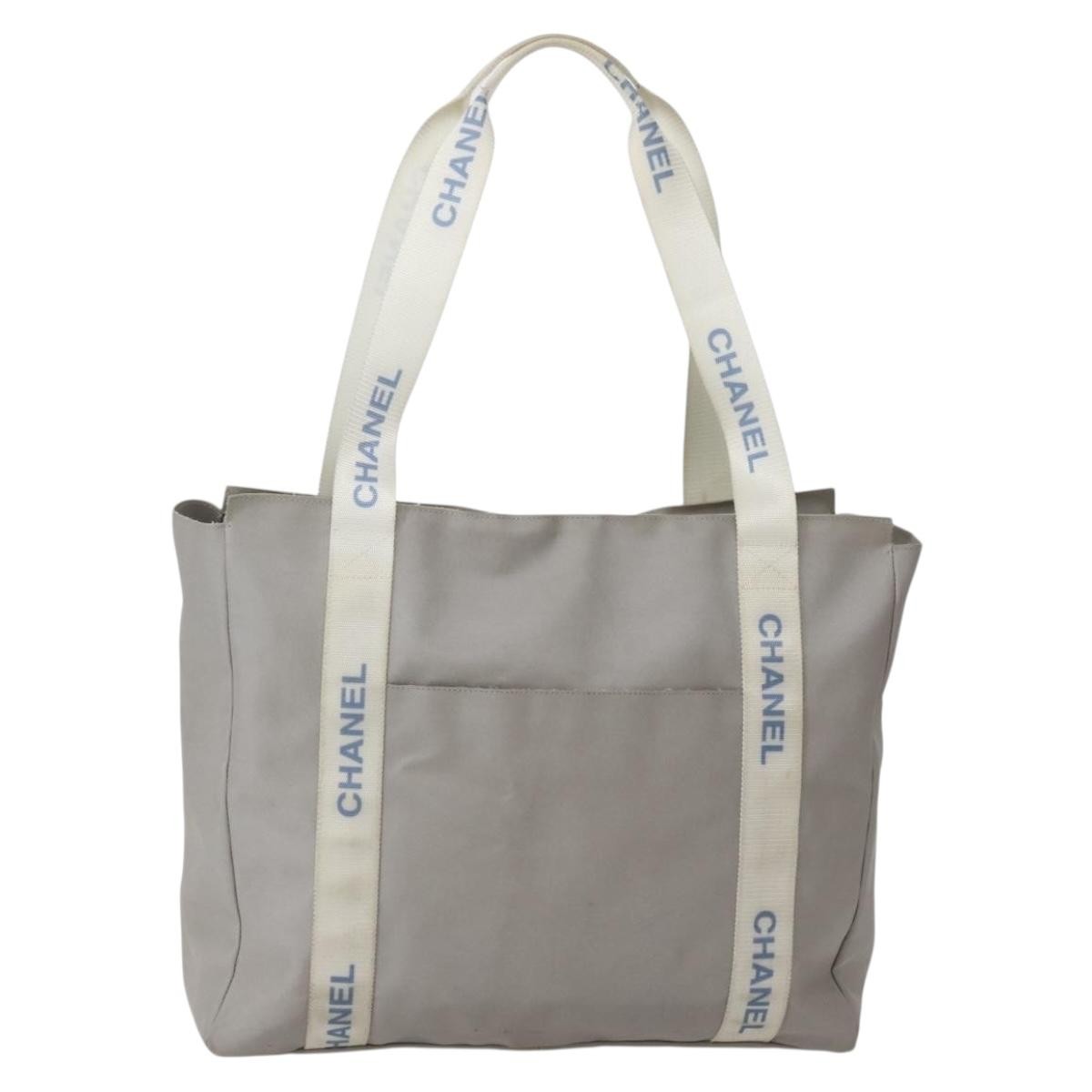 Chanel Sport Line Nylon Gray Nylon Tote Bag Bag (Pre-Owned)