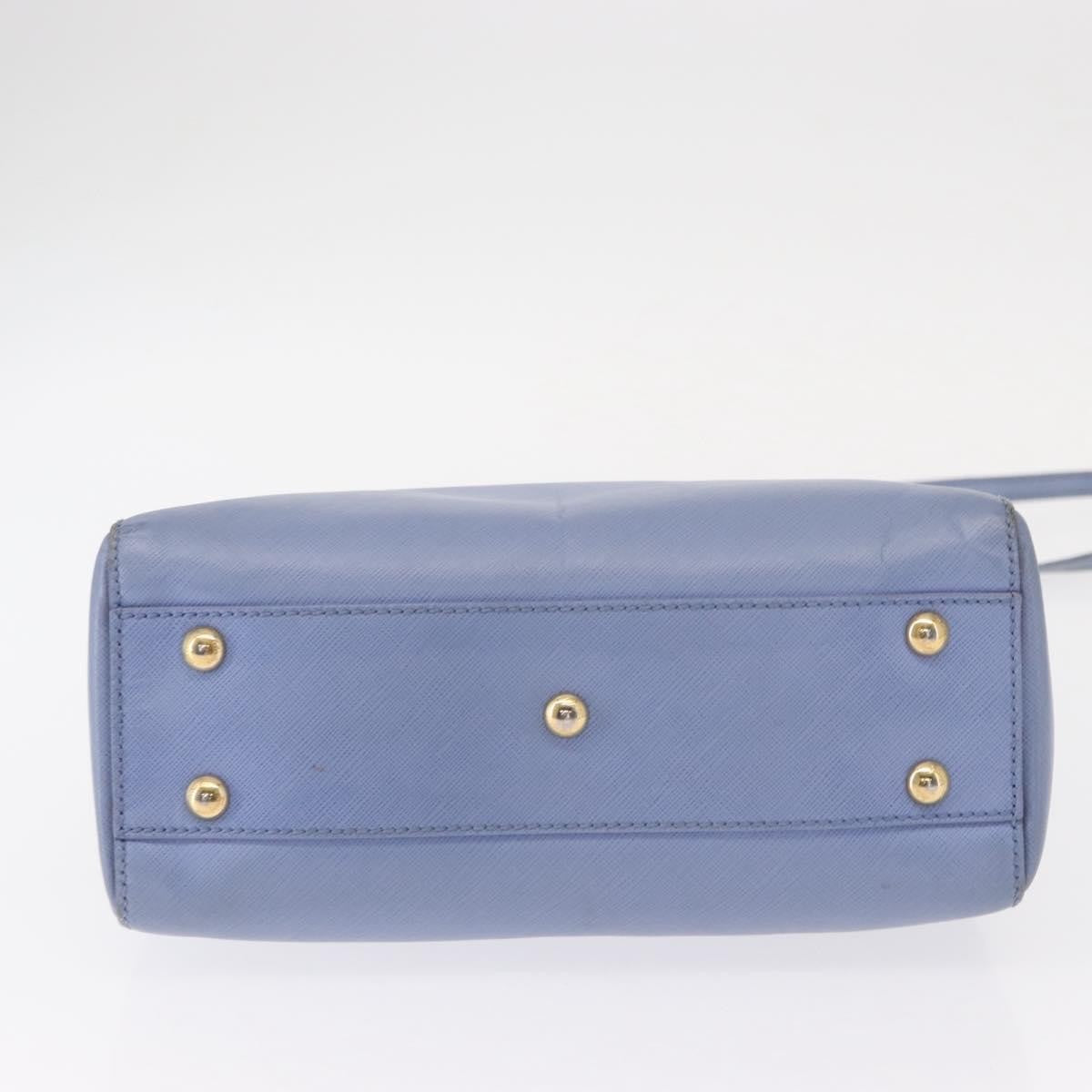 Salvatore Ferragamo Beky Tote Saffiano Leather Blue Leather Handbag (Pre-Owned)