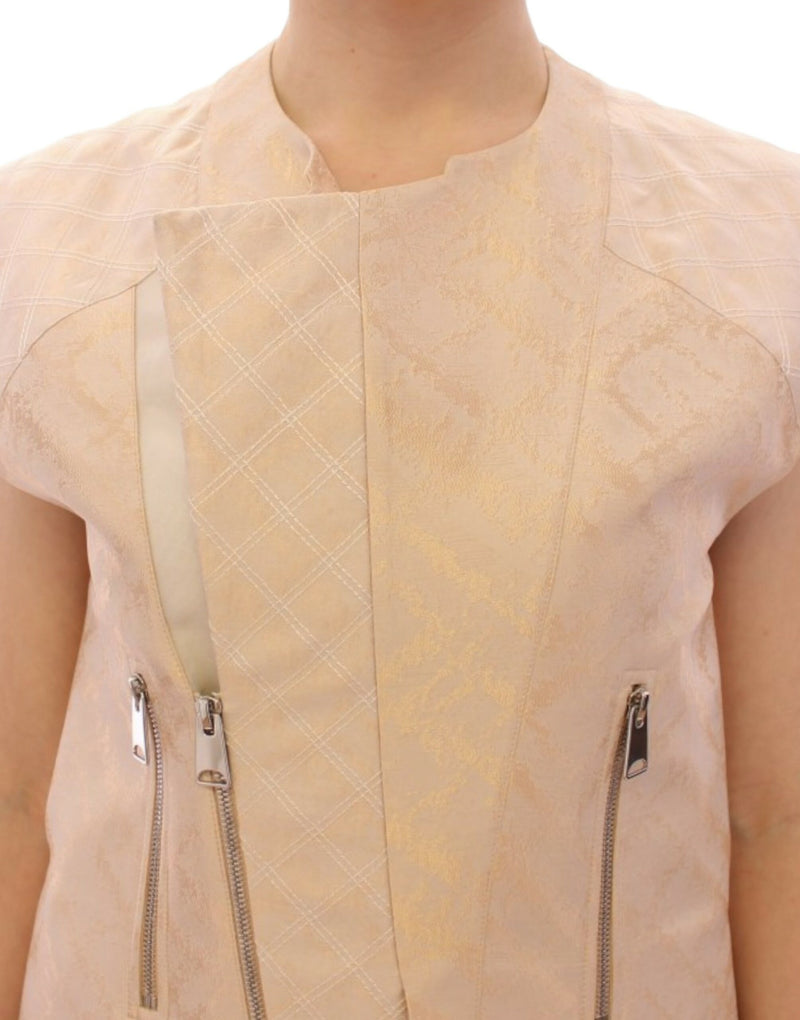 Stylish Zeyneptosun Exquisite Beige Brocade Sleeveless Women's Vest - LUX LAIR