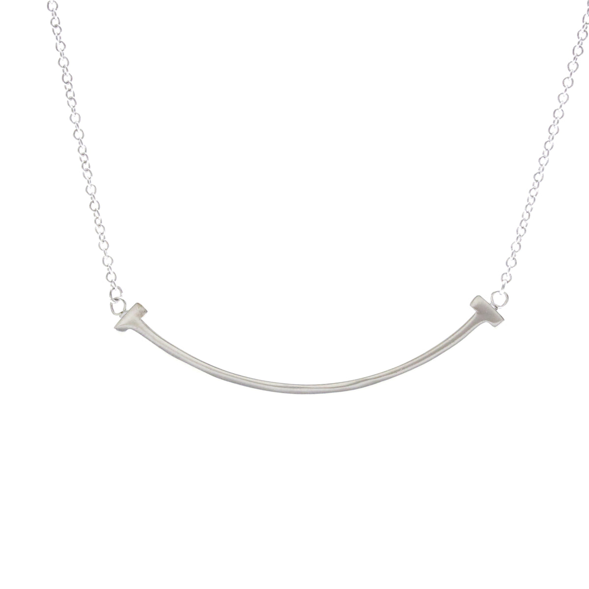 Tiffany & Co. T Smile Pendant 18K White Gold Silver White_Gold Necklace Jewelry (Pre-Owned)