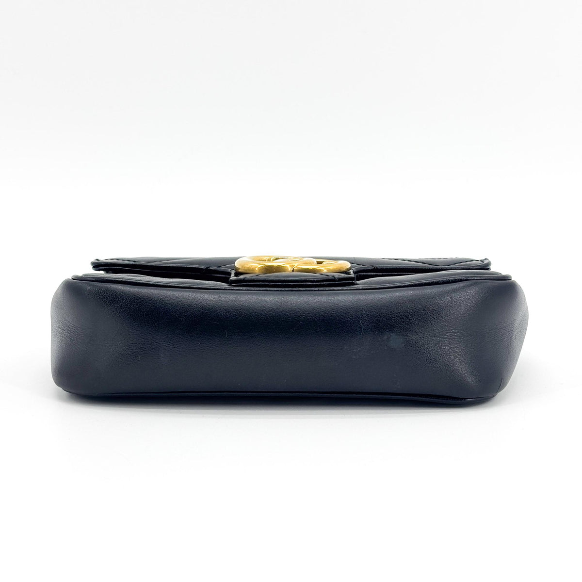Gucci Gg Marmont Flap Matelasse Leather Black Calfskin Handbag (Pre-Owned)