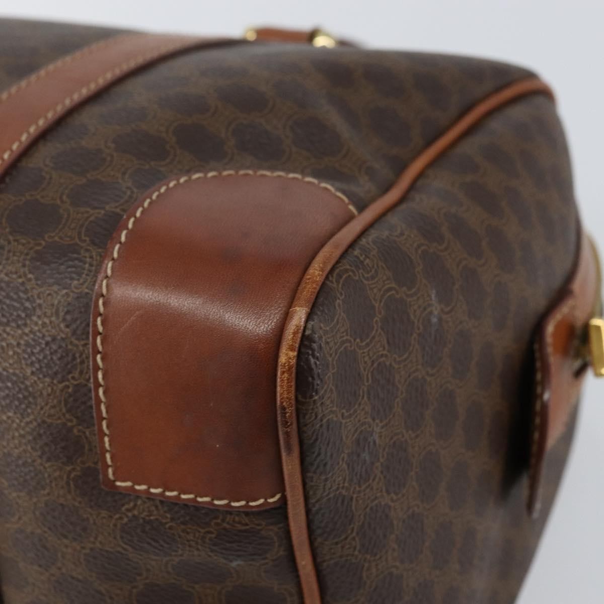 Celine Vintage Macadam Boston Canvas Brown Canvas Handbag (Pre-Owned)