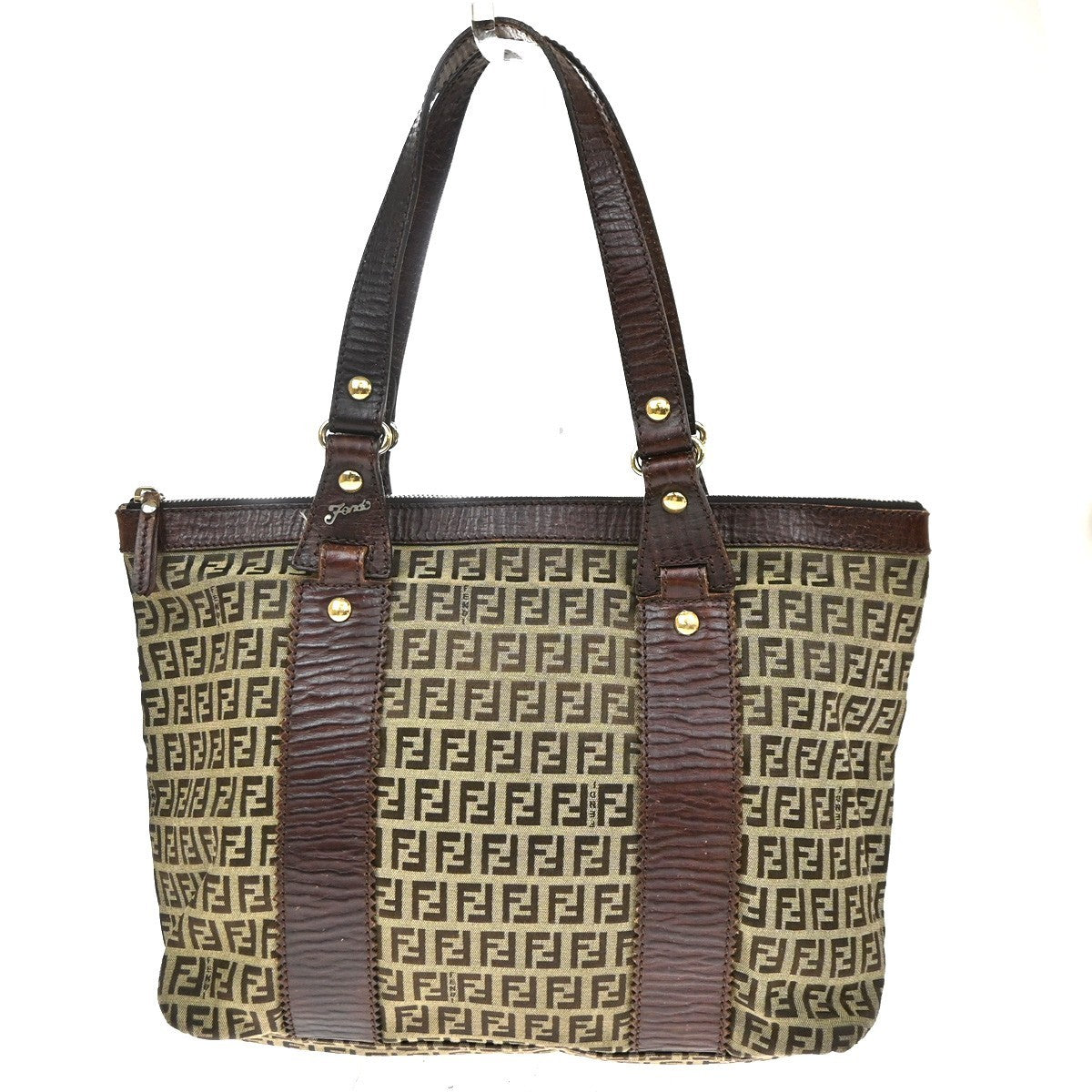 Fendi Open Zucchino Canvas Beige Canvas Tote Bag Bag (Pre-Owned)