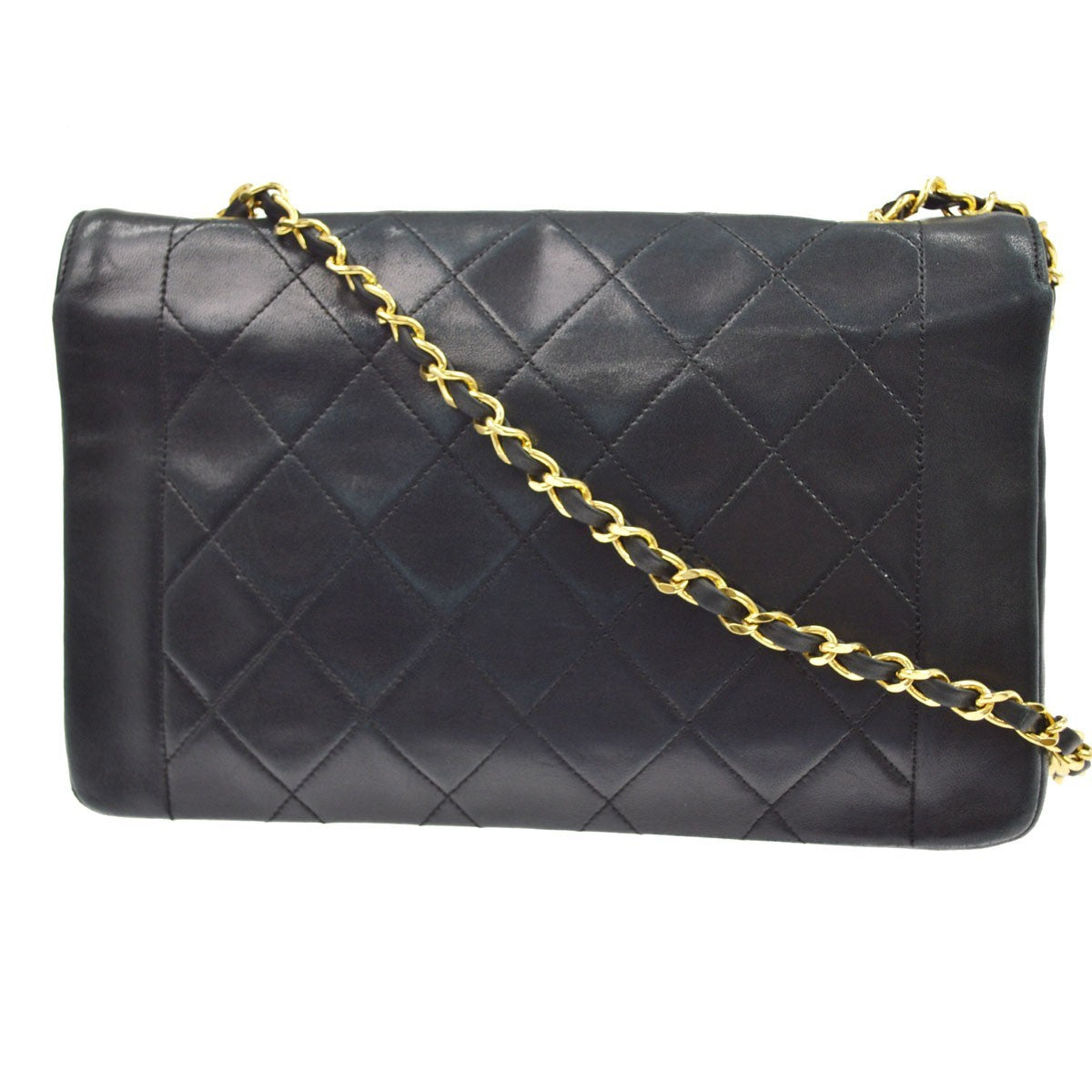 Chanel Diana Flap Quilted Lambskin Black Leather Handbag (Pre-Owned)