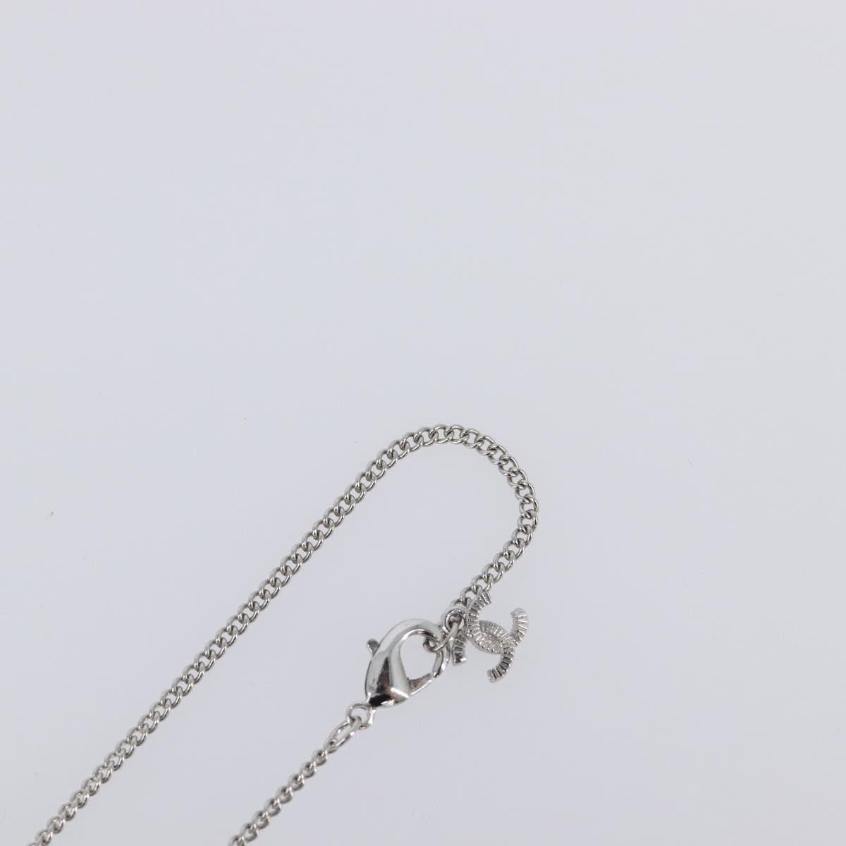 Chanel Cc Ball Drop Pendant Metal With Crystals Silver Metal Necklace Jewelry (Pre-Owned)