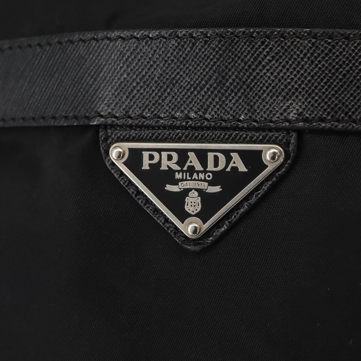 Prada Double Pocket Drawstring Tessuto Black Nylon Shoulder Bag Bag (Pre-Owned)