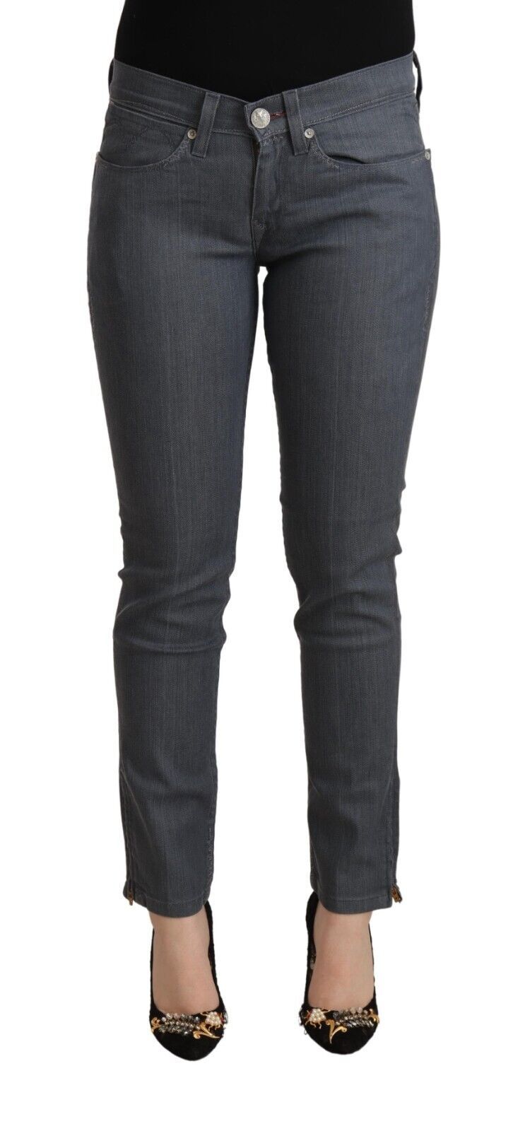 Levi's Gray Cotton Low Waist Skinny Denim Women's Jeans