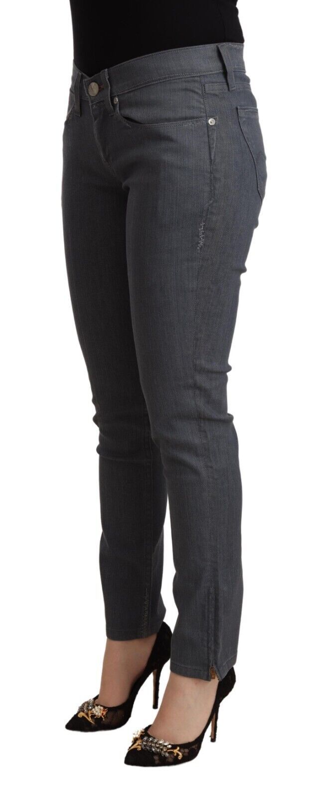 Levi's Gray Cotton Low Waist Skinny Denim Women's Jeans