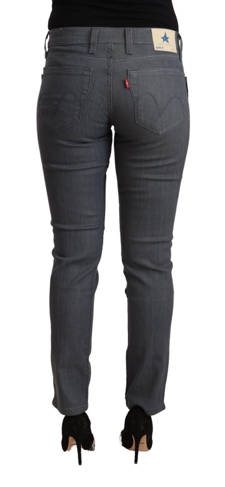 Levi's Gray Cotton Low Waist Skinny Denim Women's Jeans