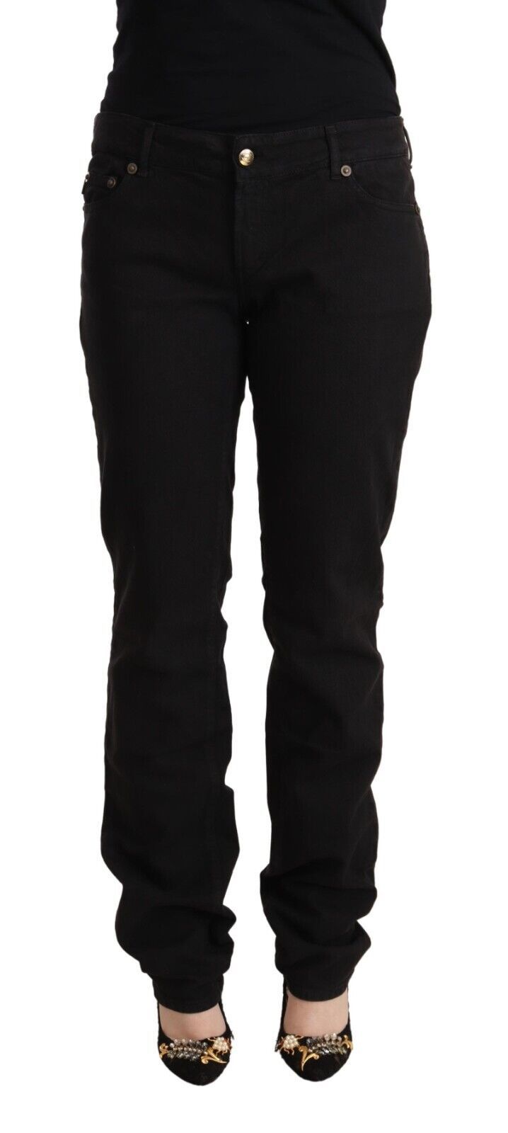 Just Cavalli Black Mid Waist Denim Cotton Skinny Women's Jeans