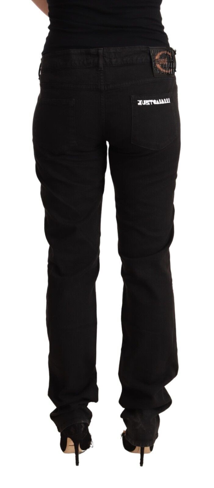 Just Cavalli Black Mid Waist Denim Cotton Skinny Women's Jeans