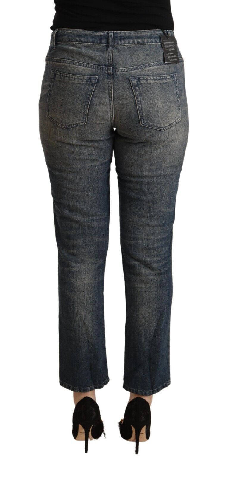 Twinset Blue Washed Cotton Cropped Capri Women Denim Women's Jeans