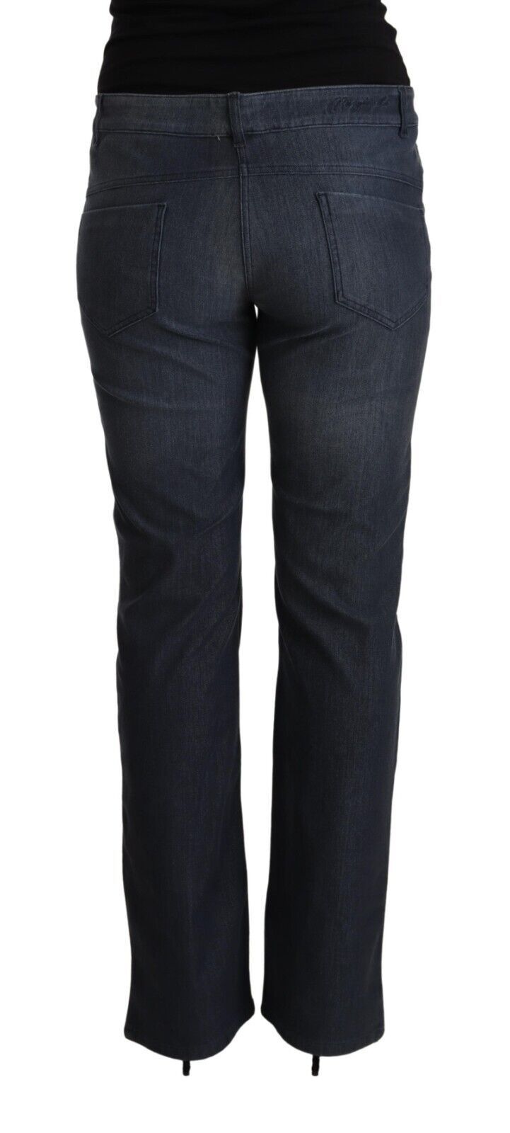 MARGHI LO' Dark Blue Cotton Straight Denim Women's Jeans