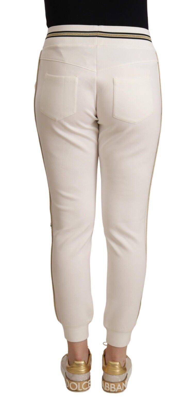 Patrizia Pepe White Polyester Mid Waist Jogger Women's Pants