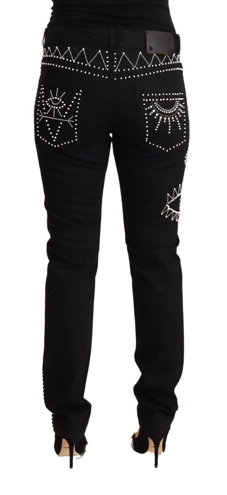 Valentino Embellished Black Mid-Waist Women's Denim